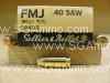 50 Round Box - 40 Cal SW 180 Grain FMJ Sellier Bellot Brass Case Ammo - SB40B
